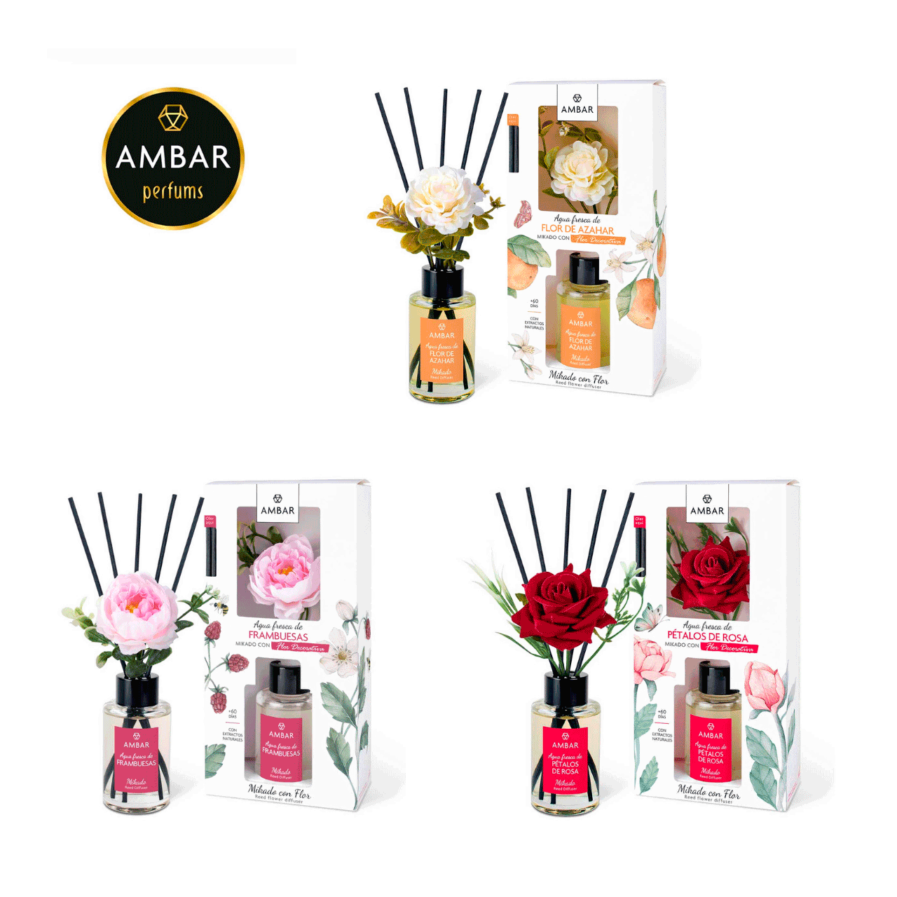 Ambientador mikado flor agua fresca 75ml Ambar